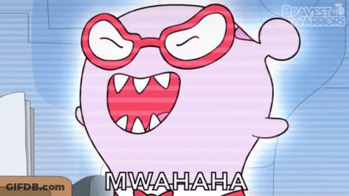 A Cartoon Character Wearing Red Glasses And A Bow Tie Says Mwahaha GIF