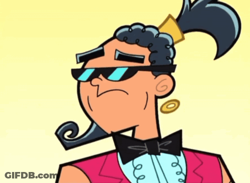 A Cartoon Character Wearing Sunglasses And A Bow Tie Has A Crown On His Head GIF