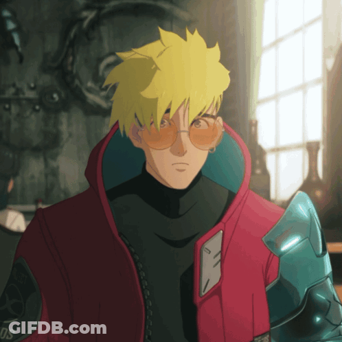 A Cartoon Character Wearing Sunglasses And A Red Jacket With The Word Os On The Sleeve GIF