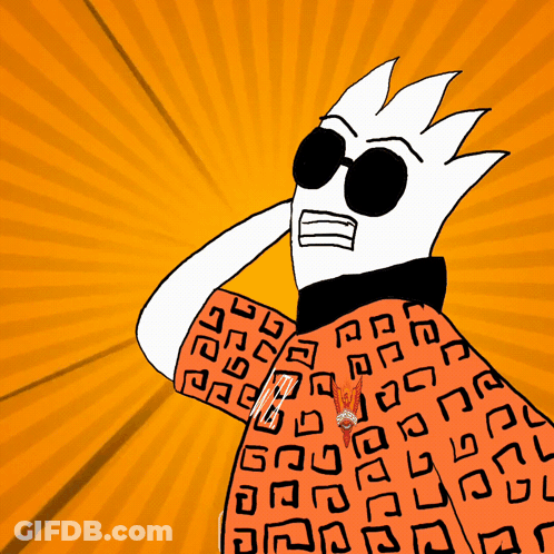 A Cartoon Character Wearing Sunglasses And A Shirt That Says ' G ' On It GIF