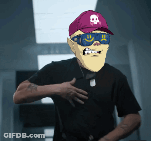 A Cartoon Character Wearing Sunglasses And A Skull Hat GIF
