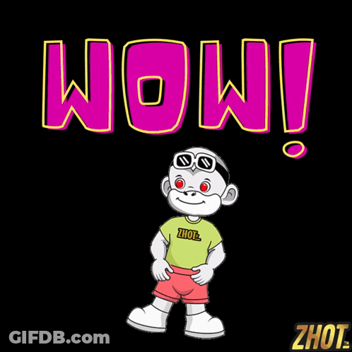 A Cartoon Character Wearing Sunglasses And A T-Shirt That Says Wow GIF