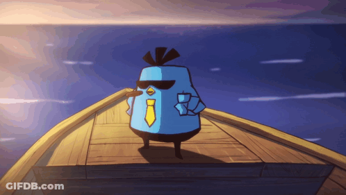 A Cartoon Character Wearing Sunglasses And A Tie Is On A Boat GIF