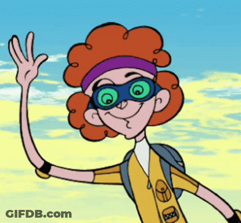 A Cartoon Character Wearing Sunglasses And A Yellow Shirt With A Pocket On It GIF