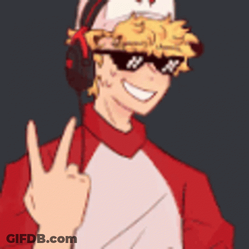 A Cartoon Character Wearing Sunglasses And Headphones Is Giving A Peace Sign . GIF