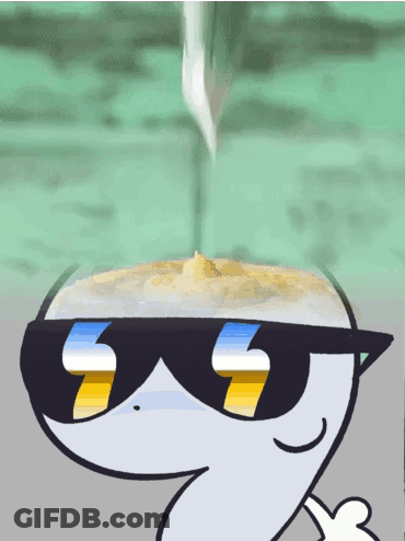 A Cartoon Character Wearing Sunglasses Is Pouring Something Into A Bowl Of Cereal GIF