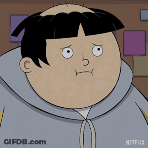 A Cartoon Character With A Bald Head And A Hoodie That Says Netflix On It GIF