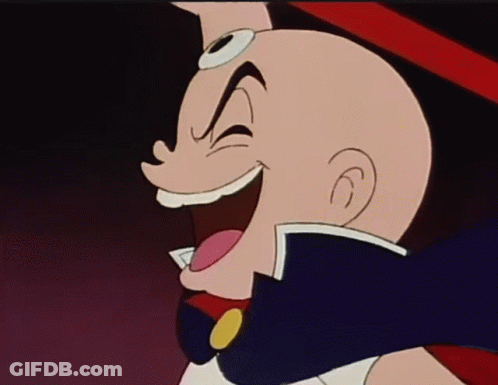 A Cartoon Character With A Bald Head Is Laughing GIF