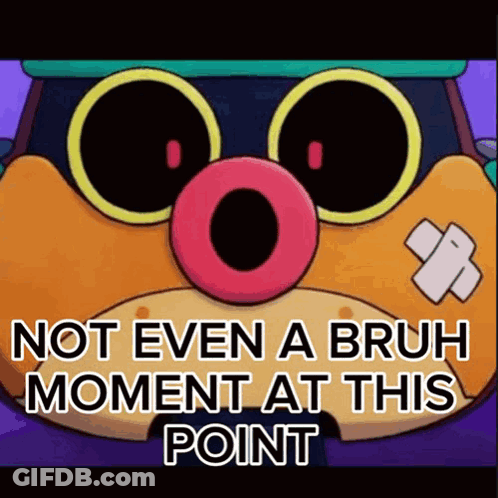 A Cartoon Character With A Bandage On His Face And The Words Not Even A Bruh Moment At This Point GIF