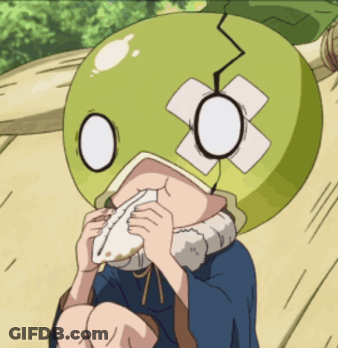 A Cartoon Character With A Bandage On His Head GIF