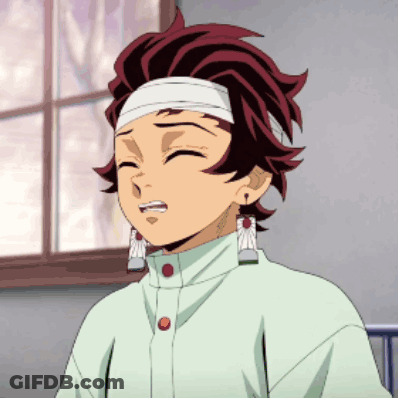 A Cartoon Character With A Bandage On His Head Is Sitting In Front Of A Window With His Eyes Closed GIF