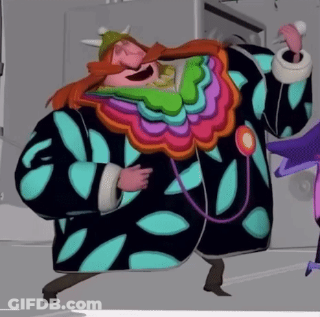 A Cartoon Character With A Beard And A Colorful Coat GIF