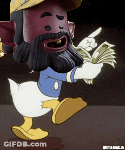 A Cartoon Character With A Beard And A Hat Is Holding A Bunch Of Money GIF