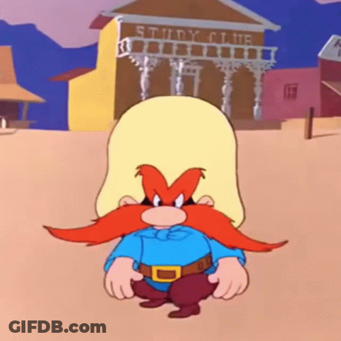 A Cartoon Character With A Beard And A Hat Is Sitting In Front Of A Building That Says Study Club . GIF