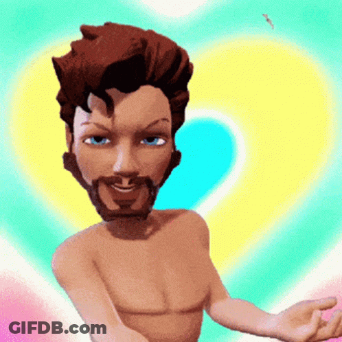 A Cartoon Character With A Beard And Blue Eyes GIF