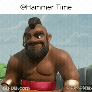 A Cartoon Character With A Beard And Mohawk Is Holding A Sword And Says Hammer Time . GIF