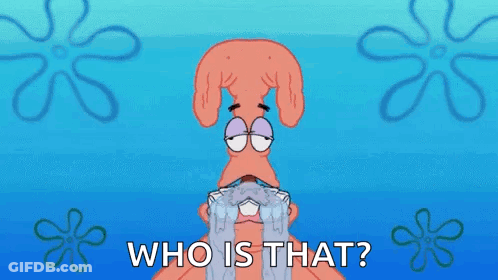A Cartoon Character With A Beard And Speech Bubbles Asking Who Is That GIF