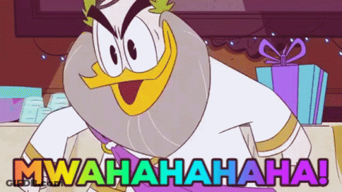A Cartoon Character With A Beard Is Laughing With The Words Mwahahahaha GIF
