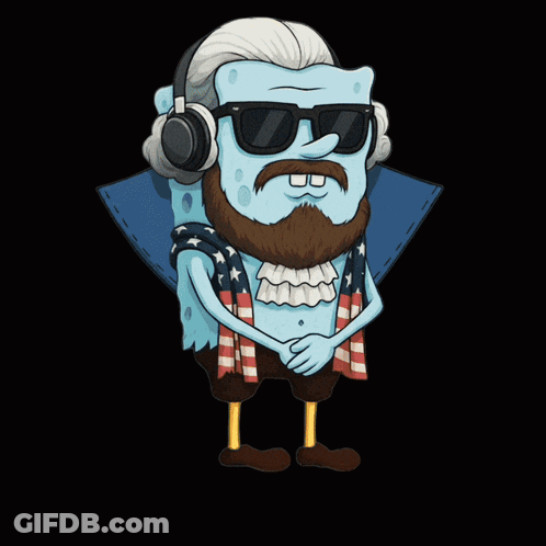 A Cartoon Character With A Beard Wearing Headphones And Sunglasses GIF