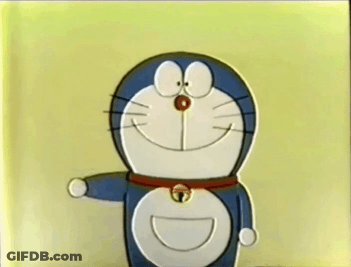 A Cartoon Character With A Bell Around His Neck Is Smiling And Waving GIF