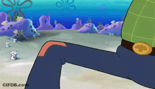A Cartoon Character With A Belt That Has A Spongebob Logo On It GIF