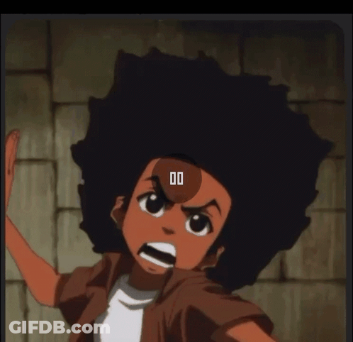 A Cartoon Character With A Big Afro And A Very Angry Look On His Face GIF