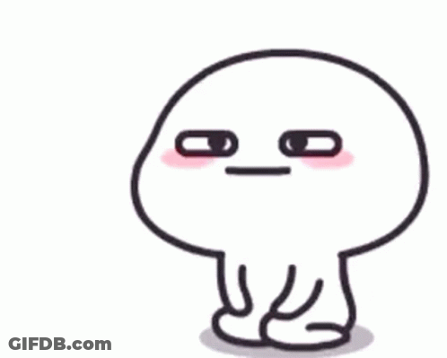 A Cartoon Character With A Big Head And A Small Body Is Sitting Down And Making A Funny Face . GIF