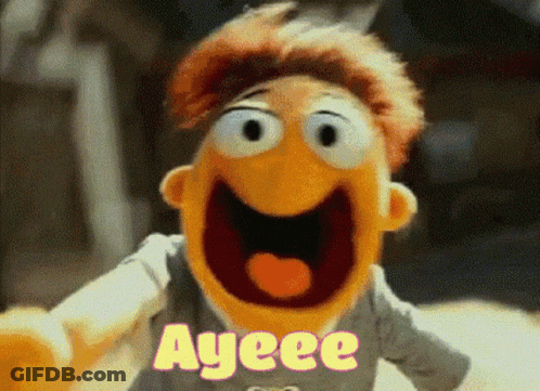 A Cartoon Character With A Big Mouth And The Word Ayeee On It GIF