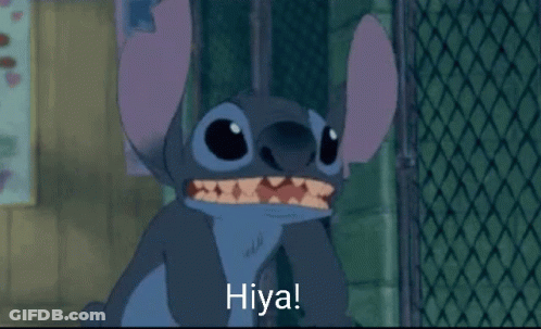 A Cartoon Character With A Big Mouth And The Words Hiya On The Bottom . GIF