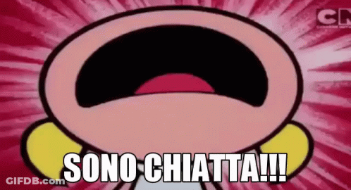 A Cartoon Character With A Big Mouth Is Screaming And Says Sono Chiatta !!! . GIF