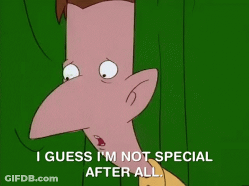 A Cartoon Character With A Big Nose Says I Guess I 'M Not Special After All . GIF