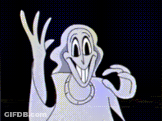 A Cartoon Character With A Big Smile On His Face Is Waving His Hands . GIF