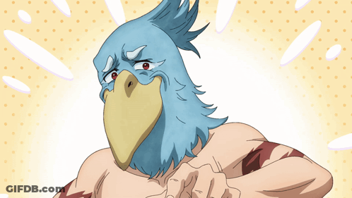 A Cartoon Character With A Bird Mask On His Head GIF