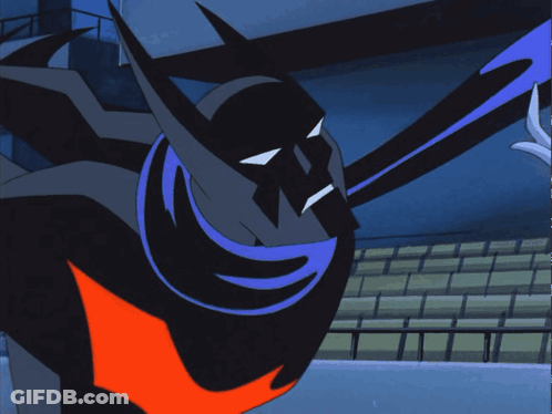 A Cartoon Character With A Blue Cape And A Red Tail GIF