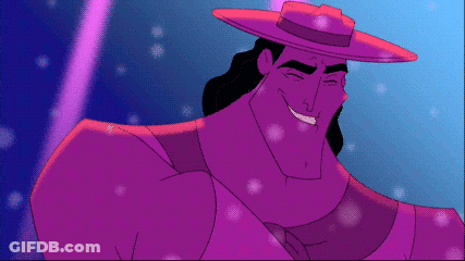 A Cartoon Character With A Blue Hat And A Purple Background GIF