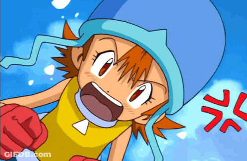 A Cartoon Character With A Blue Hat And Red Gloves Is Screaming GIF