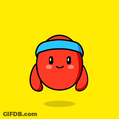 A Cartoon Character With A Blue Headband And The Word Leg On The Yellow Background GIF