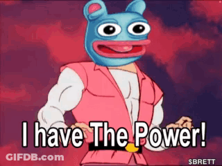 A Cartoon Character With A Blue Mask On His Head Says I Have The Power . GIF