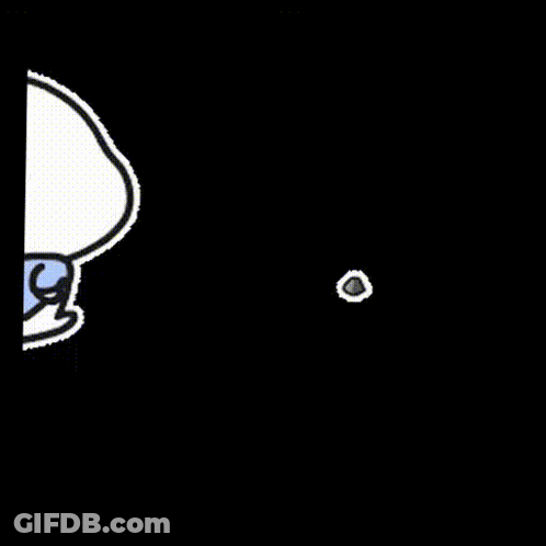 A Cartoon Character With A Blue Scarf Around His Neck Is Standing Next To A Small Circle . GIF