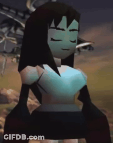 A Cartoon Character With A Blue Shirt And Black Gloves GIF