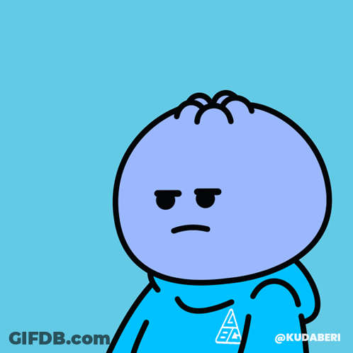 A Cartoon Character With A Blue Shirt And The Words Ha Ha On It GIF