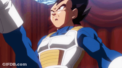 A Cartoon Character With A Blue Shirt And White Gloves Is Standing In Front Of A Red Curtain GIF