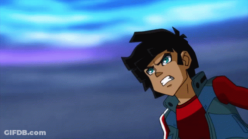 A Cartoon Character With A Blue Sky In The Background Looks Angry GIF