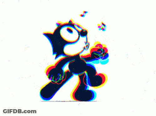 A Cartoon Character With A Bottle In His Hand And A Rainbow Colored Background GIF