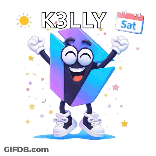 A Cartoon Character With A Calendar That Says K3lly Sat GIF