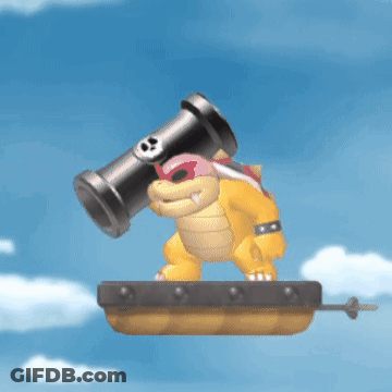 A Cartoon Character With A Cannon On Its Head GIF