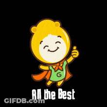 Cartoon Character With Cape And All The Best GIF