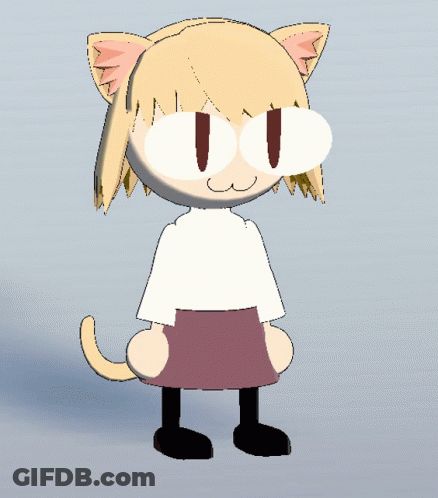 A Cartoon Character With A Cat Ear And A White Shirt GIF