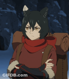 A Cartoon Character With A Cat 'S Ear And A Backpack GIF