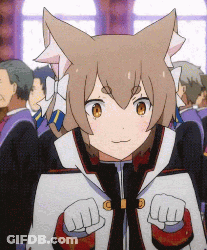 A Cartoon Character With A Cat 'S Ears And A Bow In Her Hair GIF